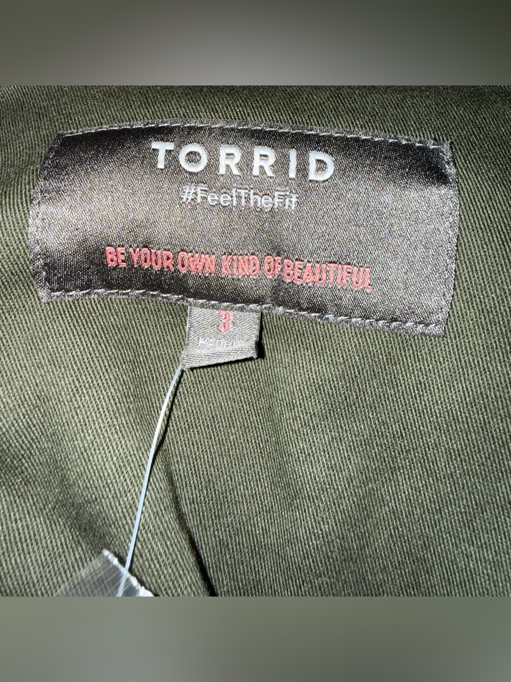 NWT Torrid Utility Jacket Size 3 22/24 Olive Green Stretch Peplum - Picture 9 of 11